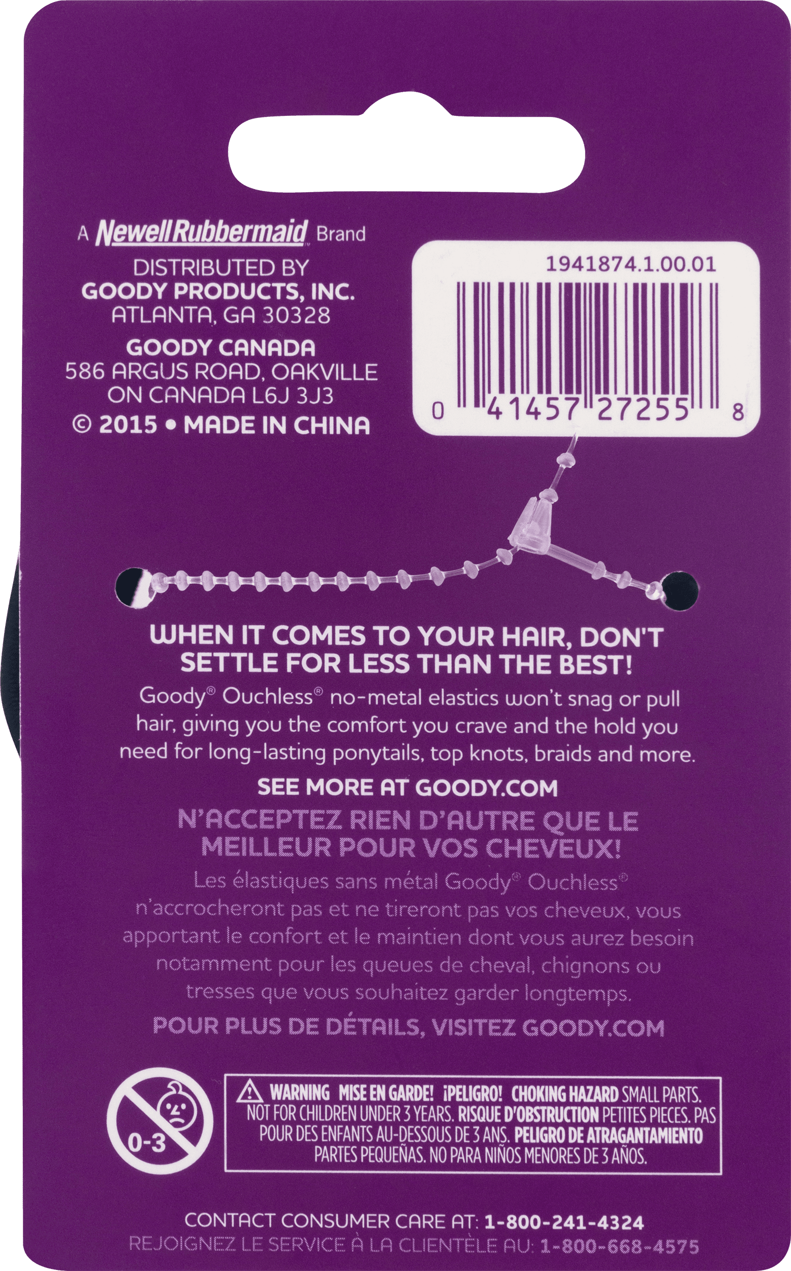 Goody Ouchless Black Hair Elastics, 2mm, 36 Count, Damage-Free Hold