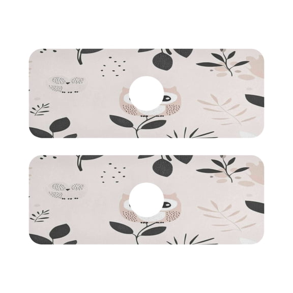 Cartoon Cute Bird Quick Dry Silicone Algae Faucet Pad 14.7x5.4in 2 Pack Absorbent Mat for Kitchen Sink, Bathroom Countertop