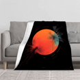 thumbnail image 2 of Durable Soft & Warm Flannel Blanket - Cozy Celestial Design with Vibrant Orange Perfect for Sofa Travel Bed & Chair, 2 of 7