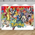 thumbnail image 4 of Banner de feliz cumpleaños, telón de fondo grande de Pokémon, decoración de Pikachu para niños, baby shower, monstruo de bolsillo, accesorios de fondo de anime, póster, 4 of 5