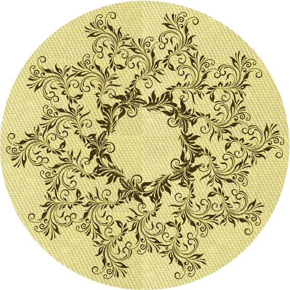 Ahgly Company Indoor Round Patterned Caramel Brown Area Rugs, 8' Round