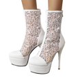 thumbnail image 2 of LNMQLPDBS Heels for Women 2022 New Spring and Autumn Season Mesh Lace Hollow Platform Super High Heel Women's Short Boots High Heels Shoes, 2 of 8