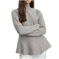 thumbnail image 2 of Amidoa Gray Womens Sweaters and Cardigans Ruffle Turtleneck Long Sleeve Elegant Solid Cozy Sweaters Womens Cardigans S, 2 of 7