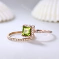 thumbnail image 2 of Princess Cut Peridot Ring,Rose Gold Peridot Engagement Ring Set 925 Sterling Silver ring, 2 of 5