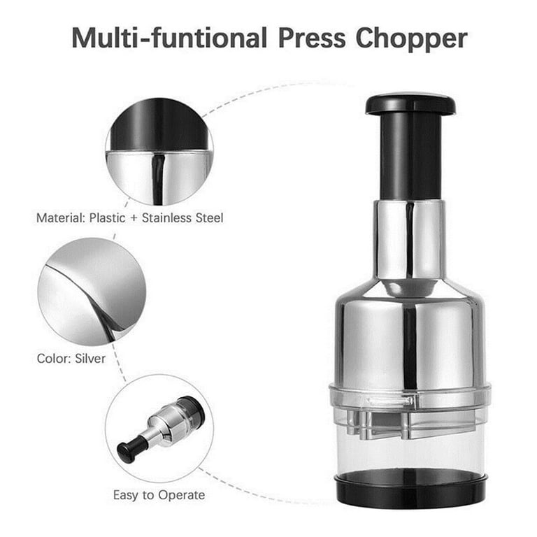  LHS Manual Food Chopper, Easy to Clean Onion Chopper Dicer,  Stainless Steel Hand Chopper for Vegetables, Garlic, Nuts, Salsa Maker -  Dishwasher Safe : Movies & TV