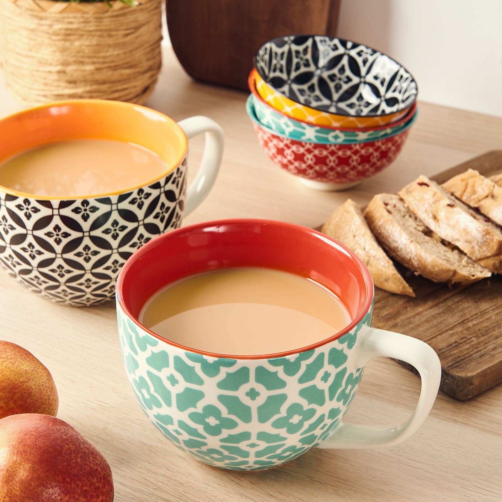  MECOWON 30 OZ Porcelain Coffee Mugs, Set of 2 Large Mugs for  Soup, Cereal and Salad (Orange) : Home & Kitchen