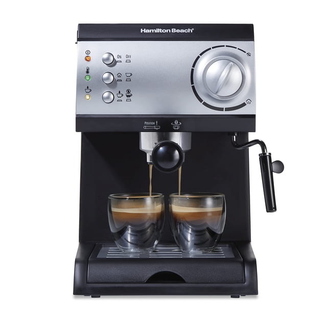 Hamilton Beach 40715 Cafetera Espresso, 2 Tazas, Cappuccino, Mocha y Latte, 15 Bares, Negro y Plata Hamilton Beach NA