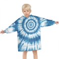 thumbnail image 3 of Blue Tie Dye Mandala Pattern Blanket Hoodies for Kids 6-13YR Oversize Wearable Blanket Hoodies for Boys Girls Teens, 3 of 7