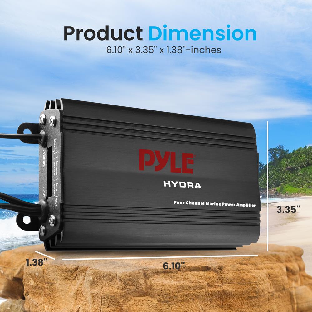 Pyle Marine 4CH MP3/IPod Marine Power Amp-Black ffinish