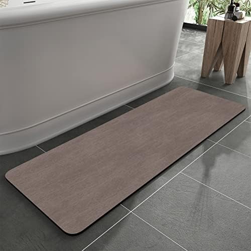 YNGLLC -Bath Mat Rug-Rubber Backing Non Slip Quick Dry Absorbent Thin Bathroom Rugs Fit Under Door-Faux Suede Surface Bathroom Floor Mats-Shower Rug for in Front of Bathtub Shower Brown 24"x48"