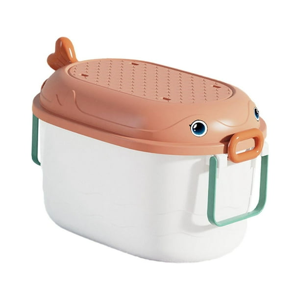 Caja organizadora de juguetes con ruedas, apilable y portátil para oficina y dormitorio. Rojo Blanco Pequeño