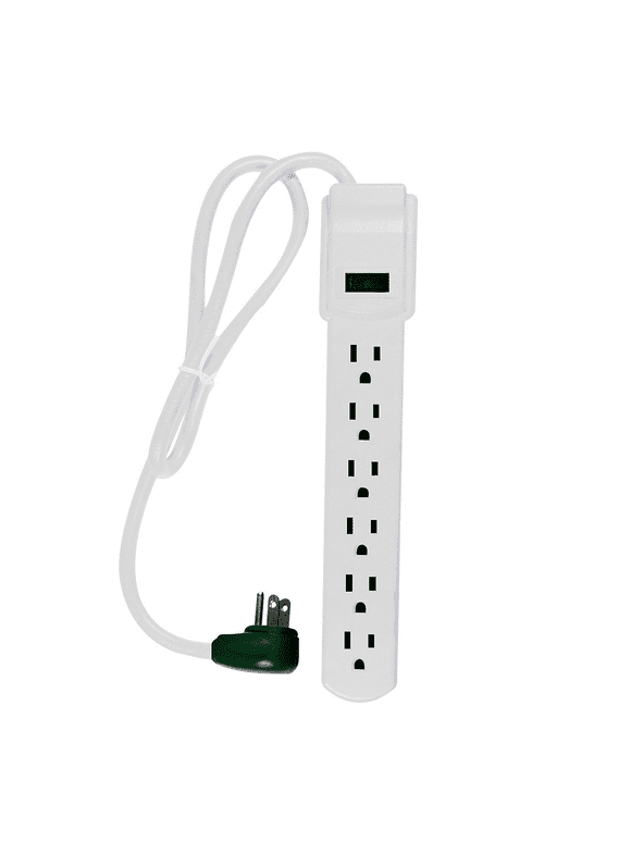GoGreen Power (GG-16103MS) 6 Outlet Surge Protector, 160 Joules, White, 2.5 Ft. Cord