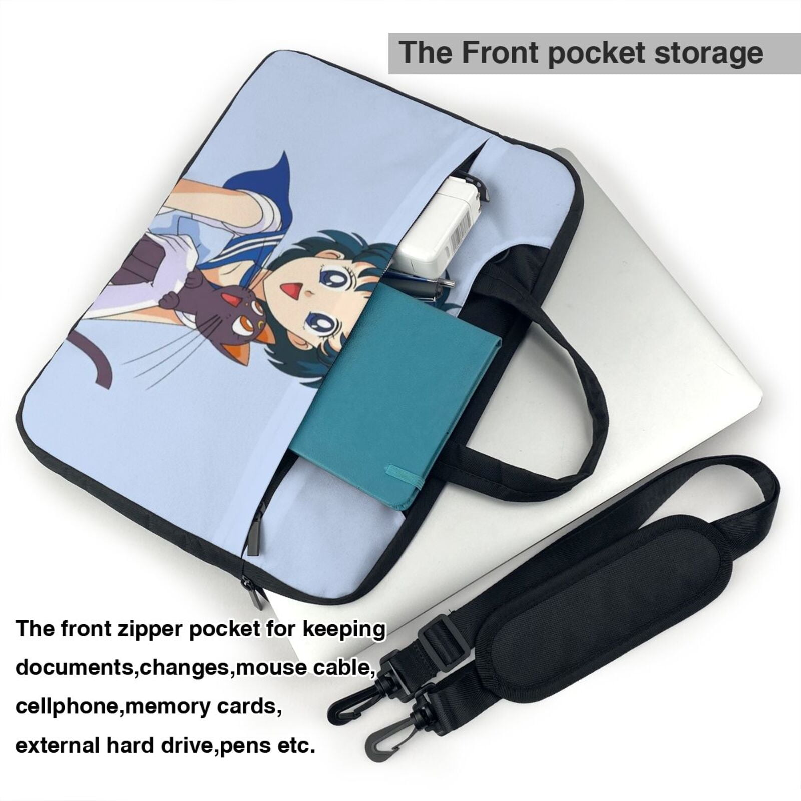 Sailor Moon Laptop Sleeve Case Handheld One Shoulder Shockproof Oxford Protective Case/Notebook Computer Pocket Case/Tablet Briefcase Carrying Bag Compatible-13 inch