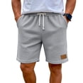 thumbnail image 2 of Nestiefly Mens Waffle Shorts Summer Casual Textured Knit Drawstring Elastic Waist Comfy Short with Pockets Beach Vacation Gray L, 2 of 7
