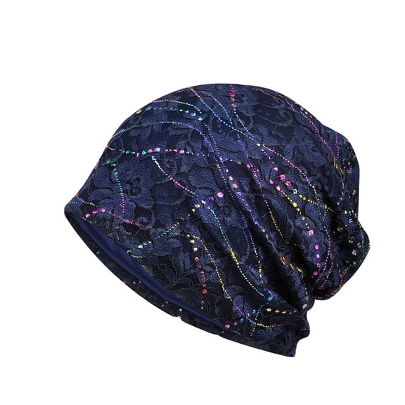 Women Lady Double Layers Hat Thin Hollow Lace Casual Slouchy Beanie Cap