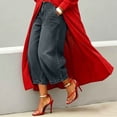 thumbnail image 2 of LEAVINGSUO Plus Size Wide Leg Denim Pants for Women Women's Solid Color Casual High Waist Loose Jeans With Pocket Black M, 2 of 2