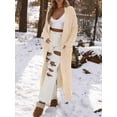 thumbnail image 3 of Womens Open Front Long Cardigan Oversized Long Sleeve Loose Cable Knit Chunky Fall Sweater Coat with Pockets, 3 of 6