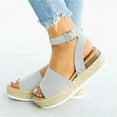 thumbnail image 6 of Jacenvly 2024 New Woman Summer Fashion Sandals Open Toe Casual Wedge Shoes Casual Shoes Gray Sandals for Women, 6 of 6