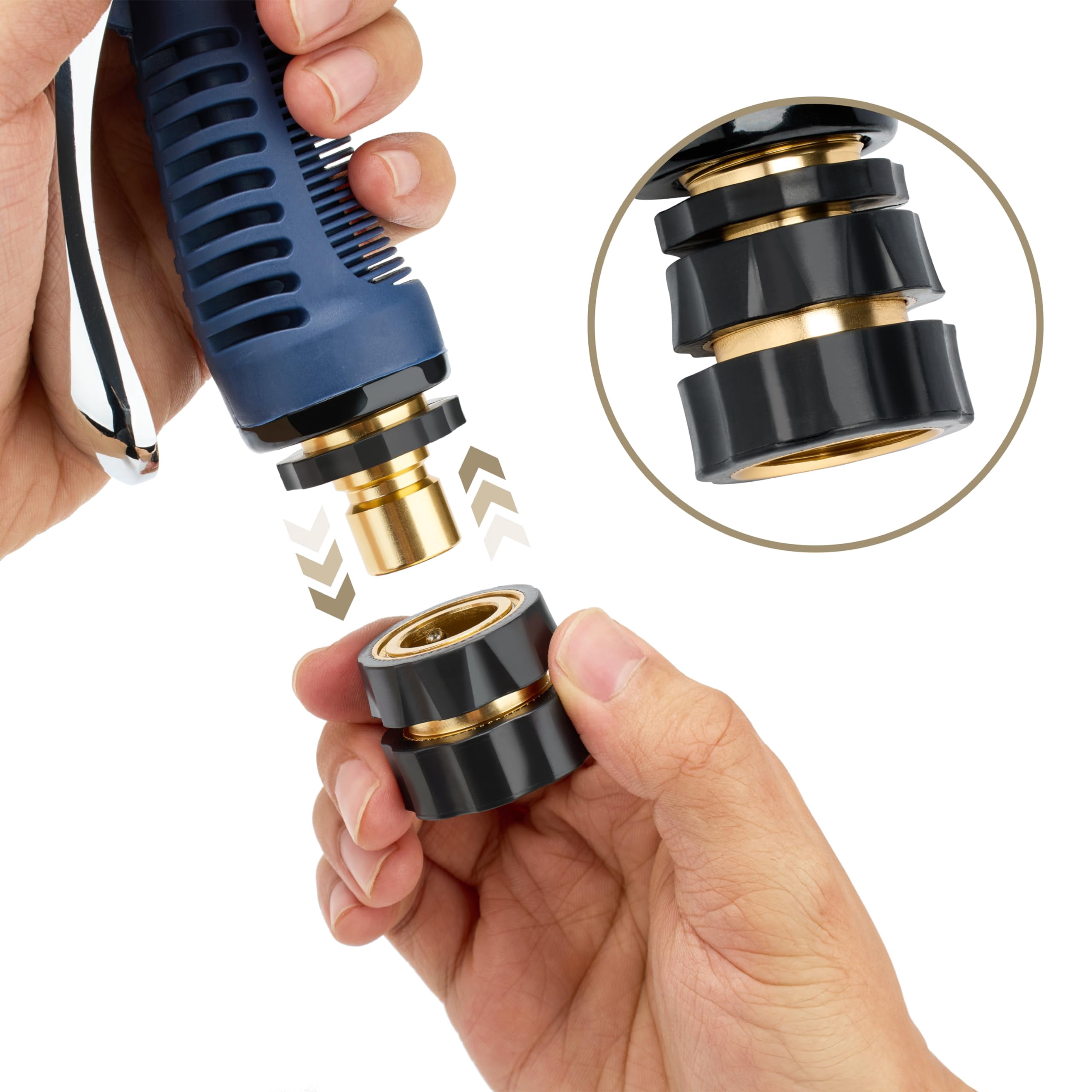4 Male & 4 Female Garden Hose Quick Connectors Set, 3/4" Aluminum Threaded Quick Connect Fittings With Extra Rubber Washers For Watering Systems (4PC)