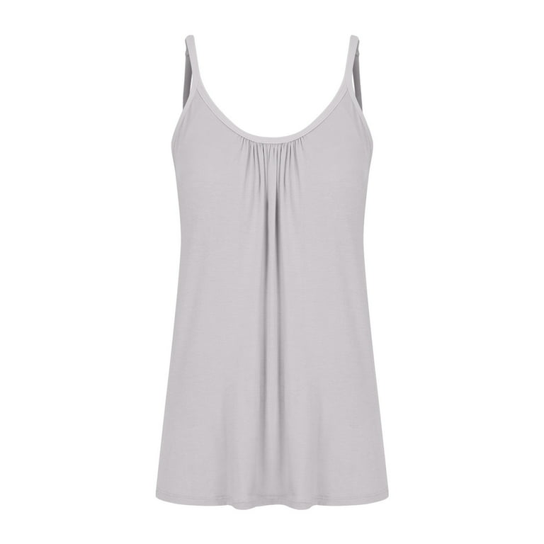 Women's Solid Color Push-Up Padded Loose Round-Neck Camisole
