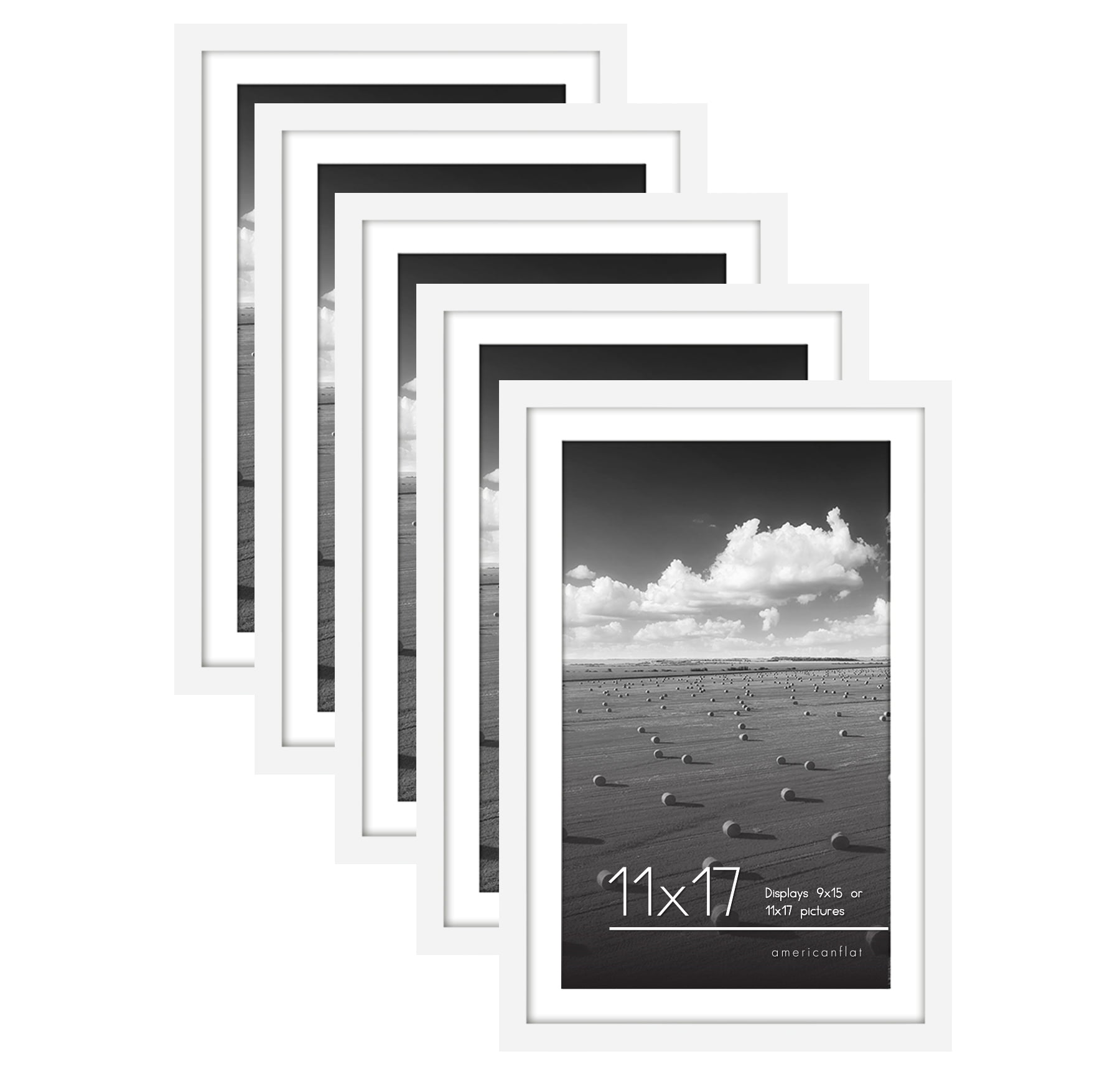 Americanflat 11x17 Picture Frame in White Displays 9x15 With Mat and