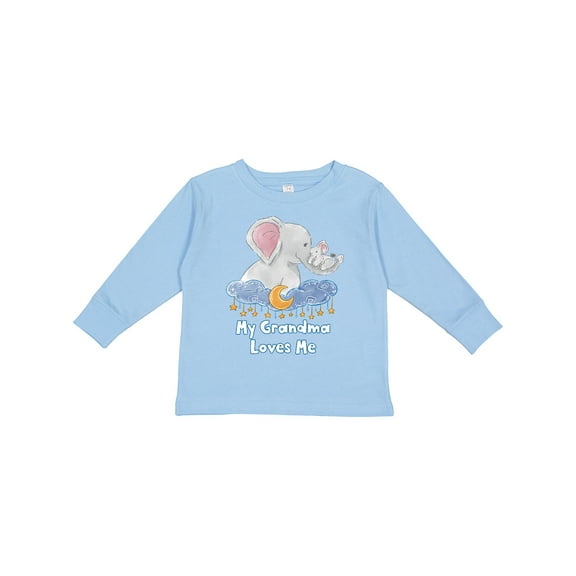 Inktastic My Grandma Loves Me Cute Elephants Clouds Moon and Stars Boys or Girls Long Sleeve Toddler T-Shirt
