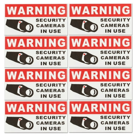 8pcs Vinyl CCTV Video Surveillance Security Camera Sticker Security Burglar Alarm Warning Sticker Sign Decal Self Adhesive Home Office Work School Business Indoor Outdoor MATCC