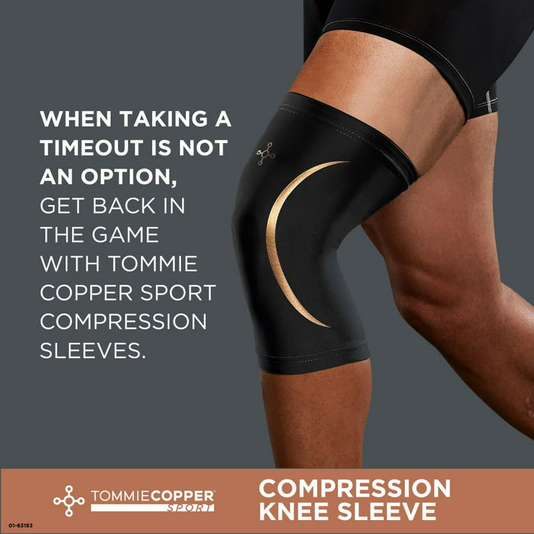 Tommie Copper Sport Compression Knee Sleeve, Black, Small/Medium, 1 Count  per Pack