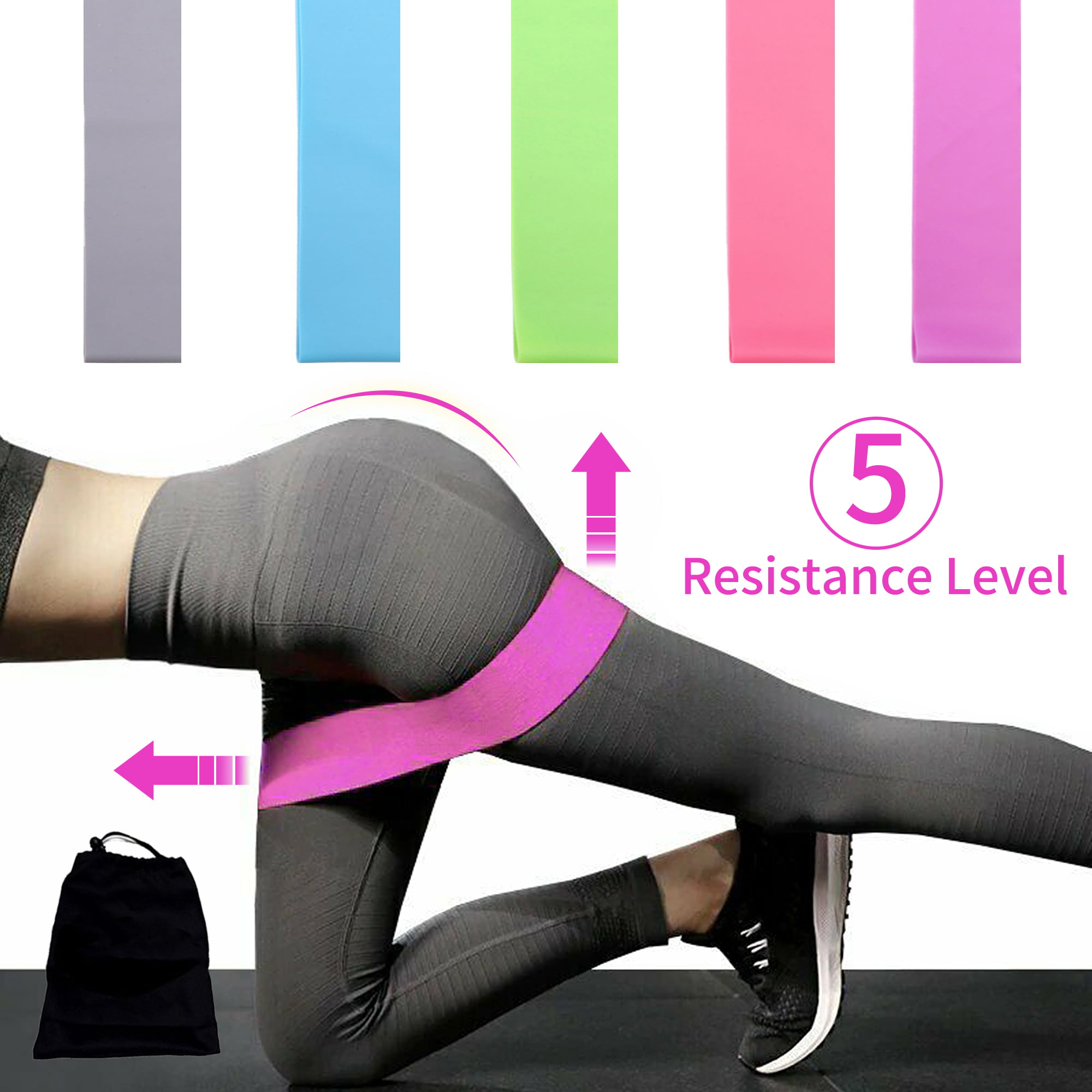 Workout Resistance Bands Loop Set Fitness Yoga Leg Booty Exercise Band 5 Pcs 