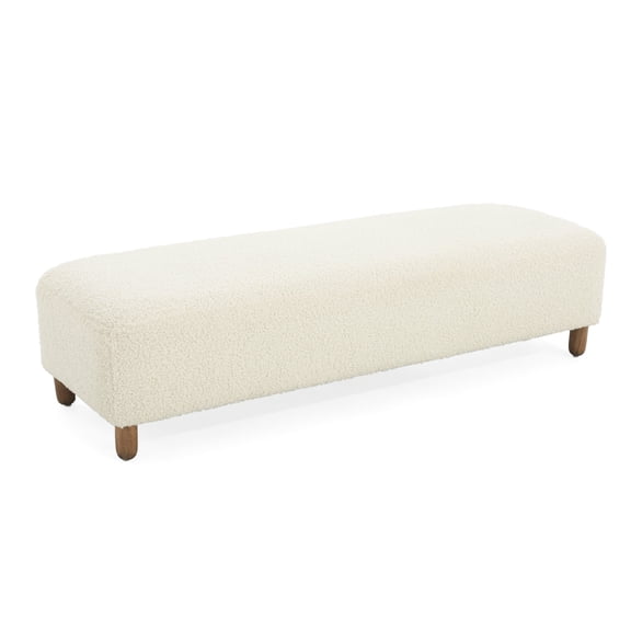 GDF Studio Elegant Upholstered Ottoman with Foam Cushion, White