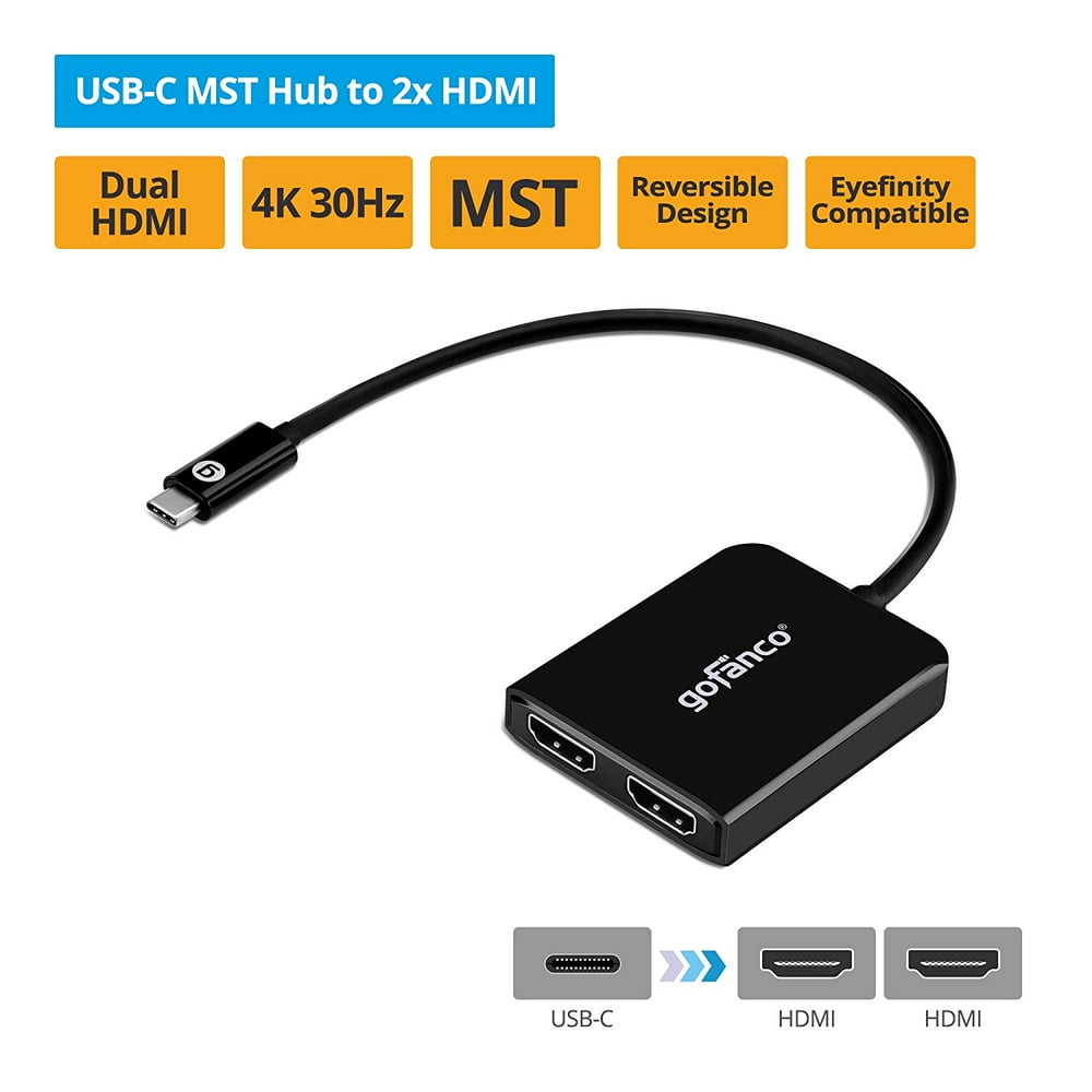 Gofanco USB C To Dual 4K HDMI Multi Monitor Adapter Splitter MST Hub Walmart Walmart