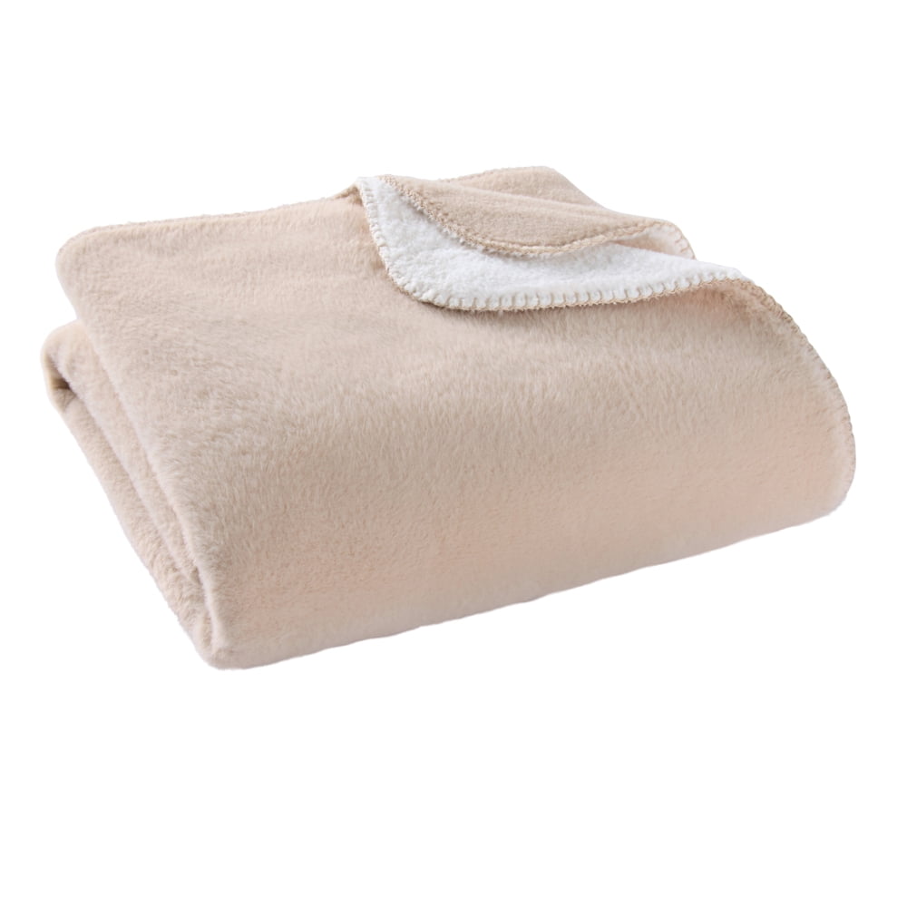 Better Homes & Gardens Papyrus Beige Faux Wool Reverse to Faux Fur Throw, 50" x 72"