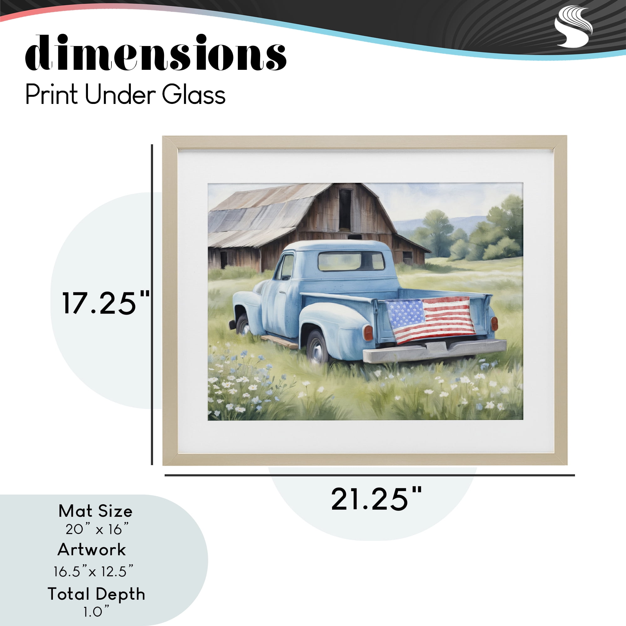 Stupell Industries American Pride Truck on Farm Birch Framed Print Under Glass, design by Kim Allen