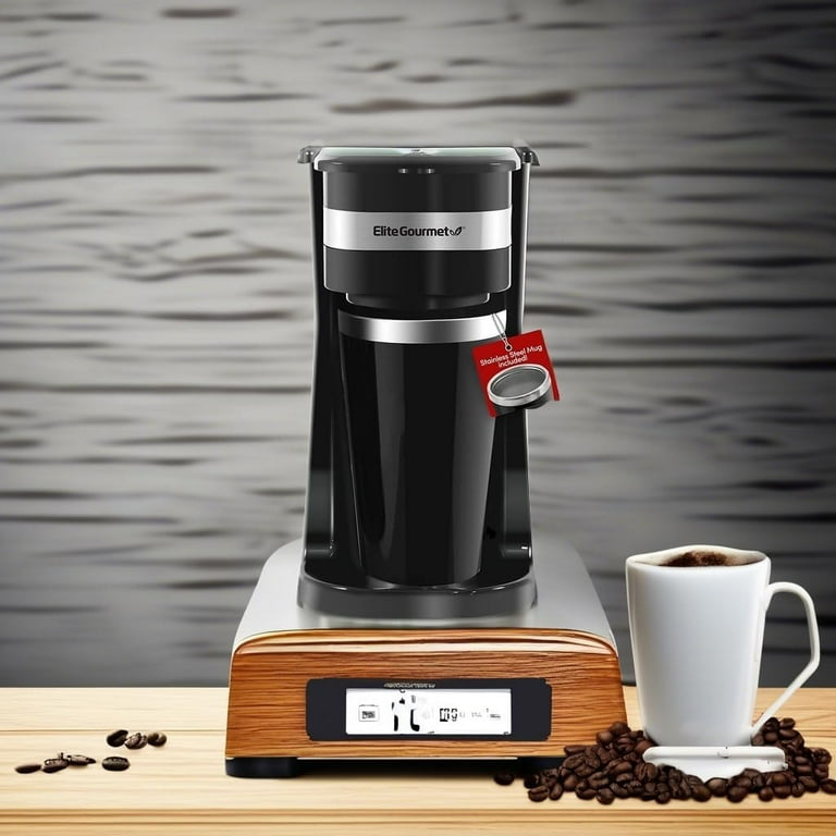 Elite Gourmet Single Serve Personal Coffee Maker with Stainless
