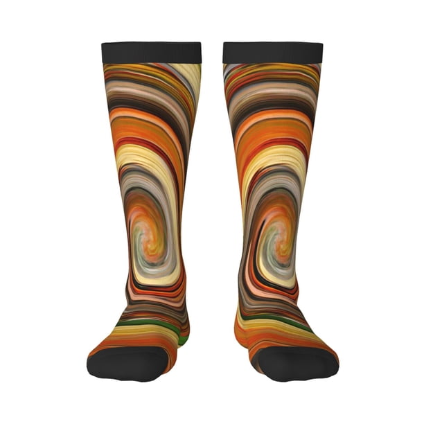 Balery Colorful Swirl Calcetines novedosos Calcetines deportivos Calcetines hasta la rodilla Calcetines de algodón Calcetines originales y geniales