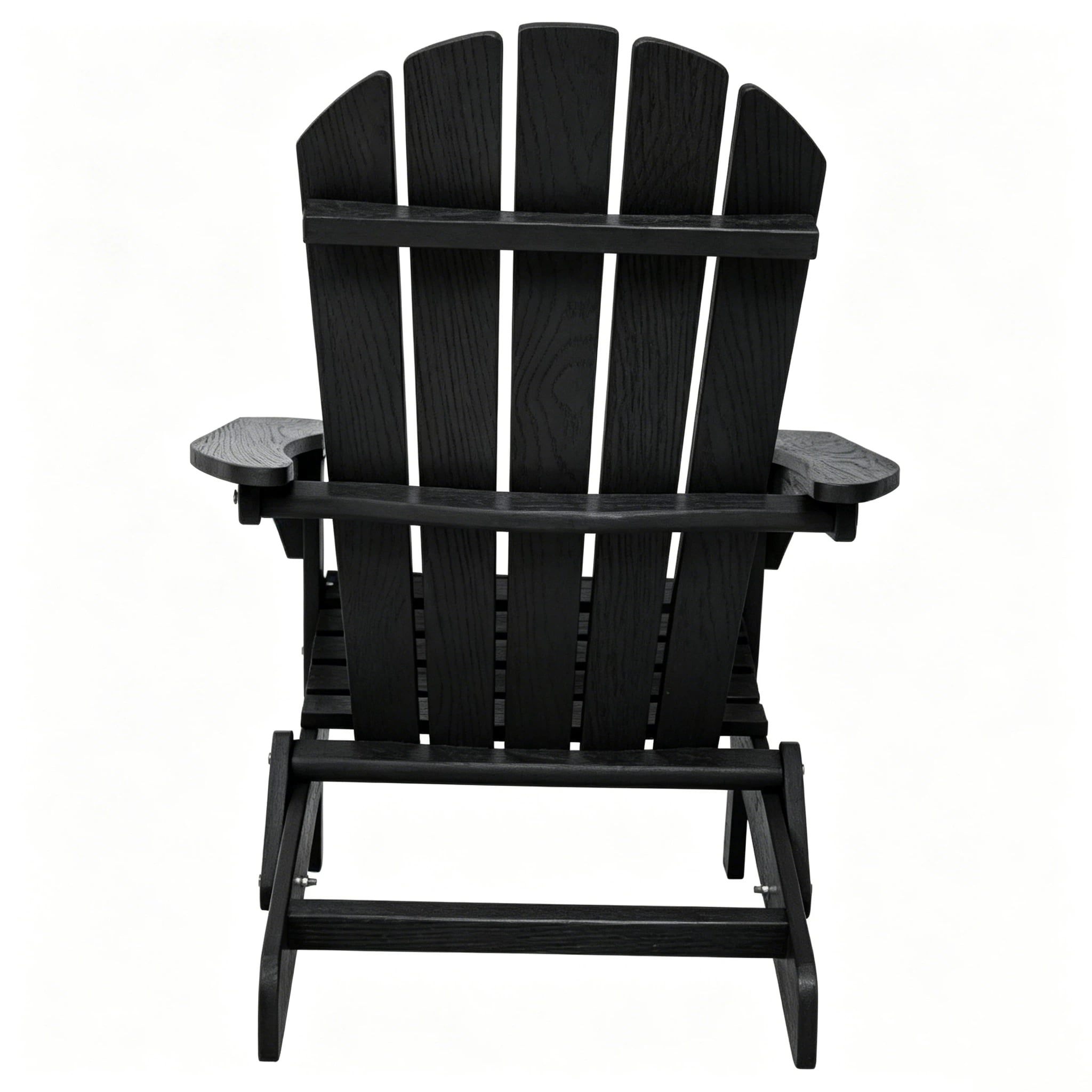 AISWORD Outdoor Folding Embossed Adirondack Chair Set of 2, Pre-Assembled BackRest Wood Lounge Chair, Black