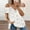 White, variant on Women's Summer Love Print Sexy V Neck Short Sleeve Low Cut Zipper Off Shoulder Loose T Shirt