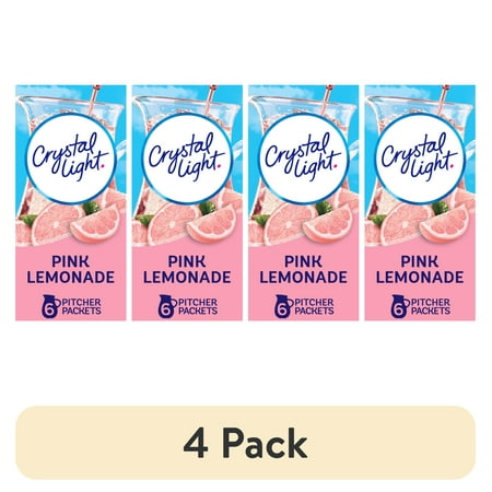 (4 pack) Crystal Light Drink Mix 6 Pitcher Packets for Flavorful Hydration and Shareable Refreshment Pink Lemonade natural flavor with other natural flavor Zero Sugar Low Calorie 2.9 oz (4 pack) Crystal Light Drink Mix 6 Pitcher Packets for Flavorful Hydration and Shareable Refreshment Pink Lemonade natural flavor with other natural flavor Zero Sugar Low Calorie 2.9 oz