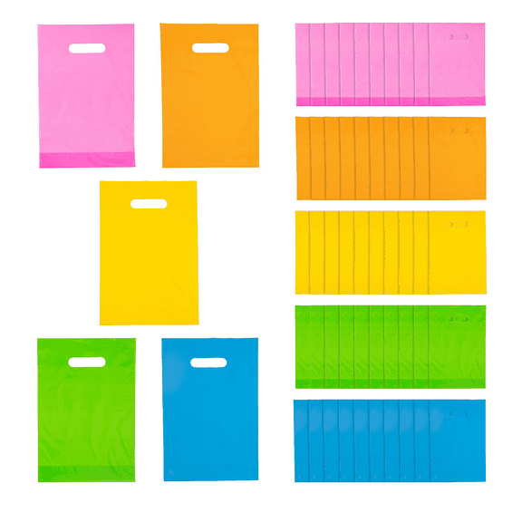 Neon Plastic Bags - Party Supplies - 50 Pieces