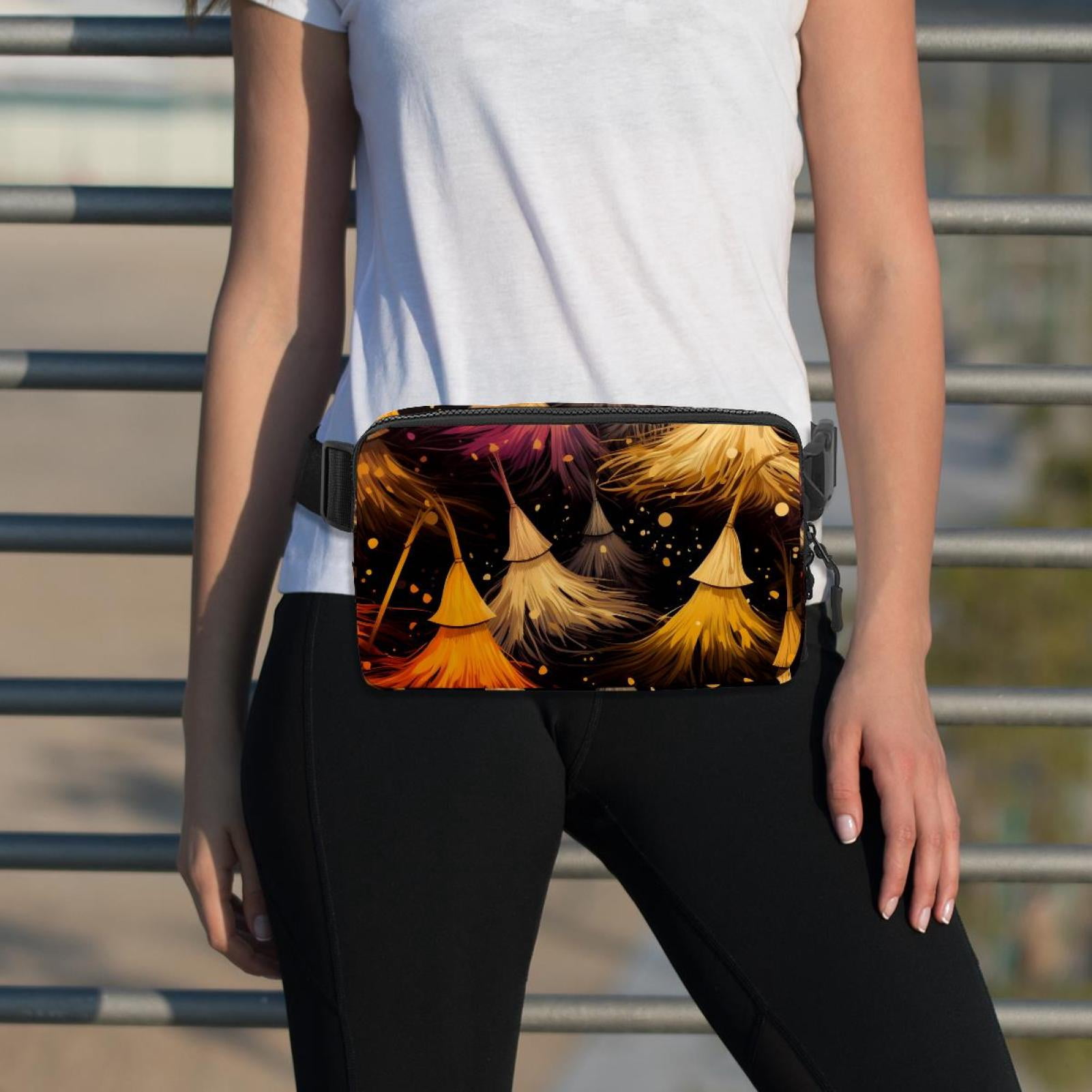 Halloween broomsticks Lightweight Adjustable Sling Bag Crossbody Bag Waist Bag with Extension Strap Unisex