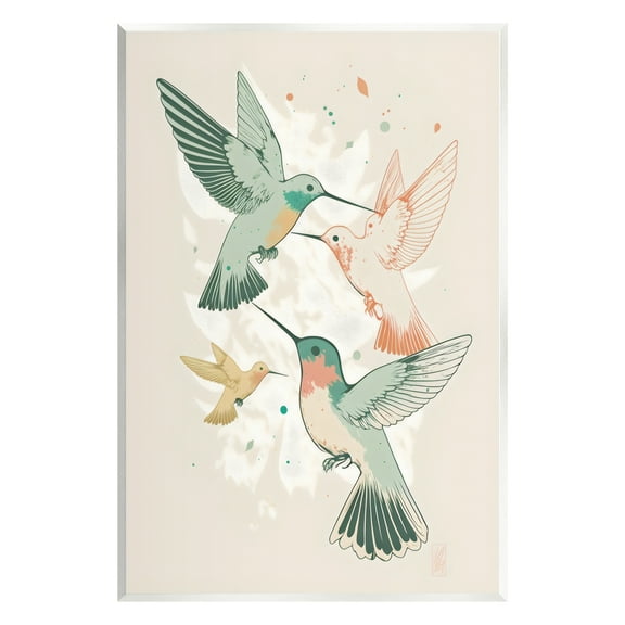Stupell Industries Hummingbirds on Beige Animals & Insects Painting Unframed Art Print Wall Art, 10 x 15