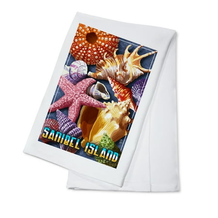 Sanibel Island, Florida - Shell Montage - Lantern Press Poster (100% Cotton Kitchen