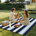 thumbnail image 4 of Blue Navy Striped Outdoor Rug 5x8 Ft - Reversible Patio Rug Outdoor Camping Rugs, Modern Ombre Abstract Lines Pattern Washable Indoor Outdoor Area Rugs, Non-Slip Outdoor Carpet Runner for Deck/Porch, 4 of 8