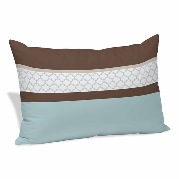 Blue Brown Morocco Pillow Covers Queen, Geometric Stripes Aqua Stitching Soft Brushed Microfiber Breathable Throw Pillow Covers, Pillowcase with Zipper for Couch Sofa Bedroom Living Room 20"x30"