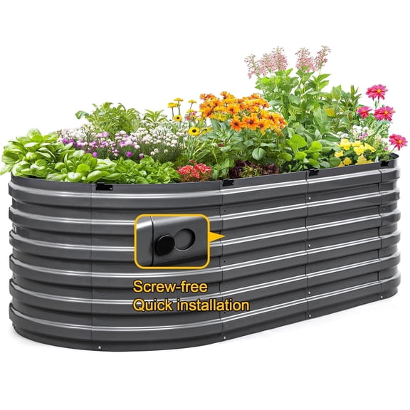 King Bird Screwless 6x3x2 ft Raised Garden Bed Heightened Galvanized Planter Box for Outdoor Gardening Dark Gray