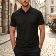 thumbnail image 6 of Men's Waffle Textured Polo Shirts Summer Short Sleeve Button Golf Shirt Stretch Moisture Wicking Performance Tee Collared Top, 6 of 6