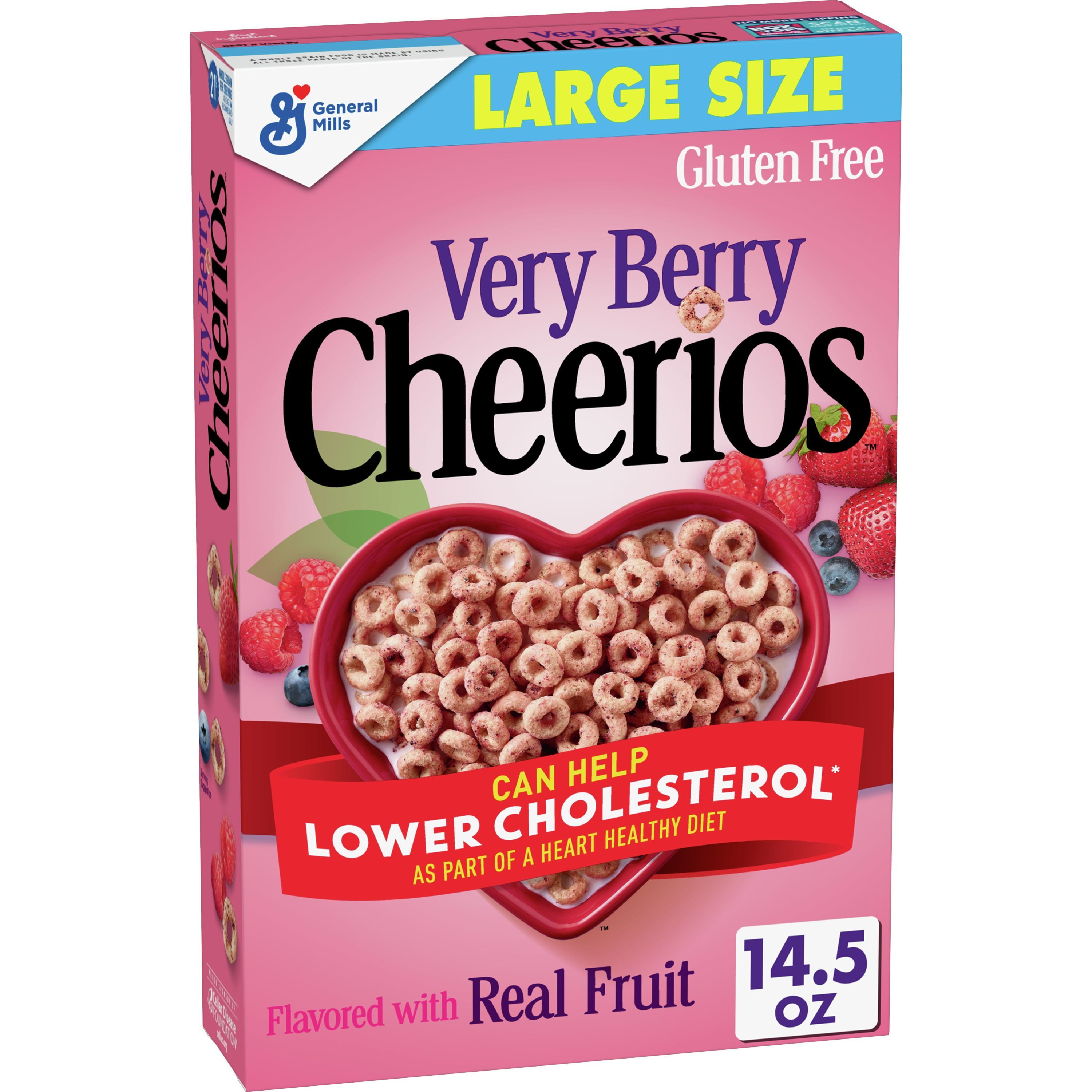 Very Berry Cheerios, Heart Healthy Cereal, Large Size, 14.5 OZ