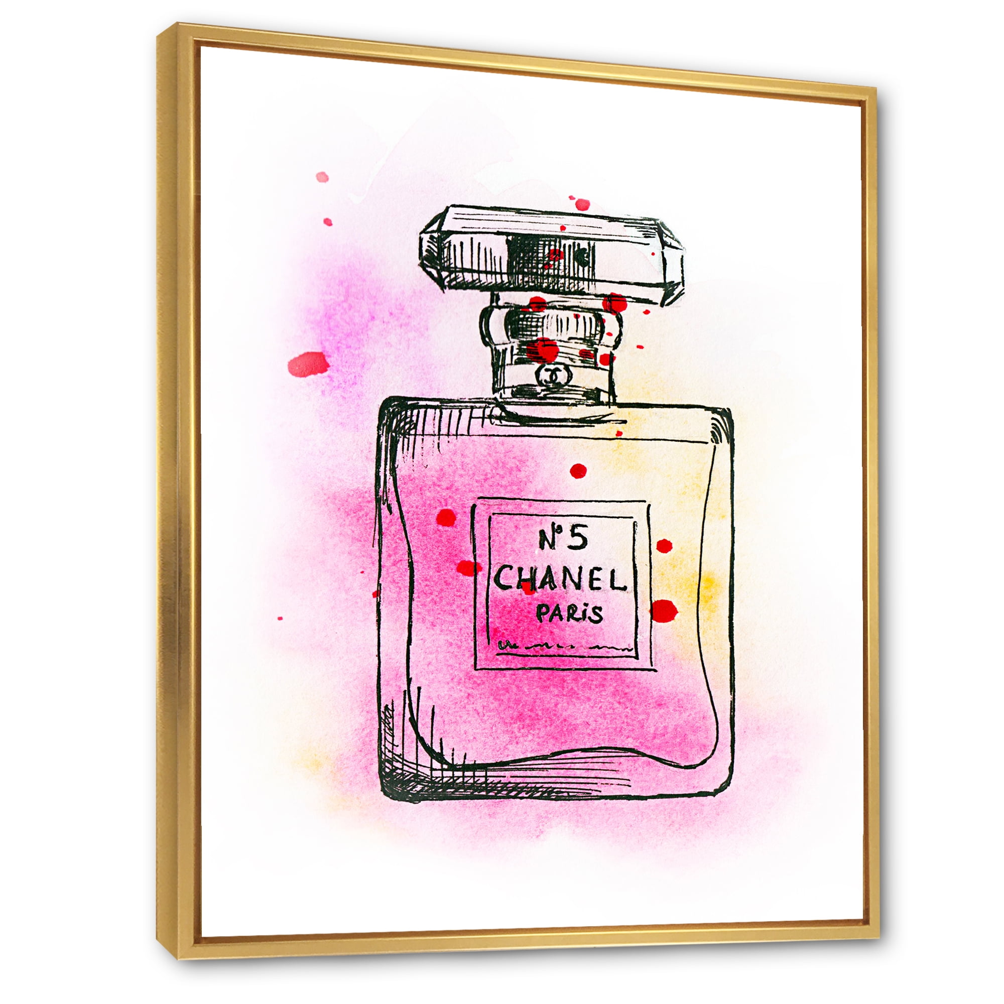 Francfranc　フランフラン　CHANEL　No.5　香水　アート　絵画 Designart 'Perfume Chanel Five Pink Strokes' French Country Framed