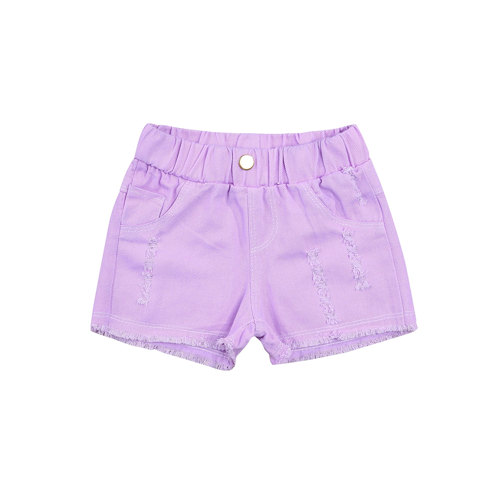 purple jean shorts