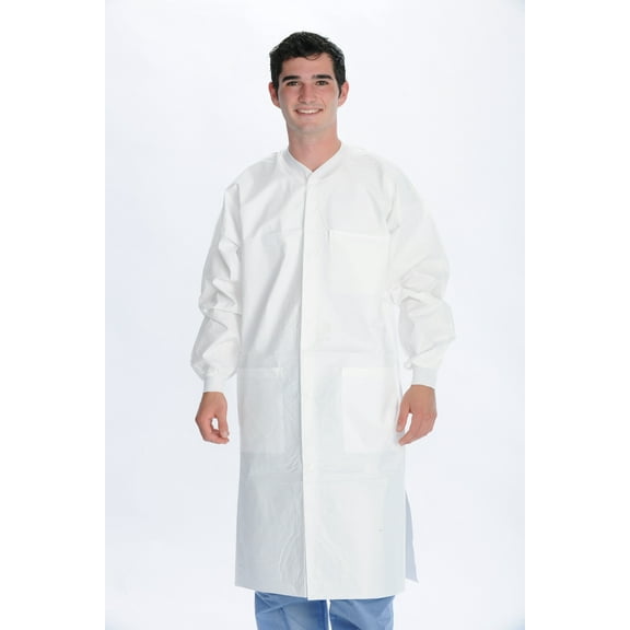 ValuMax 3660WHM Extra-Safe Medical Lab Coats White Medium 10/Pk